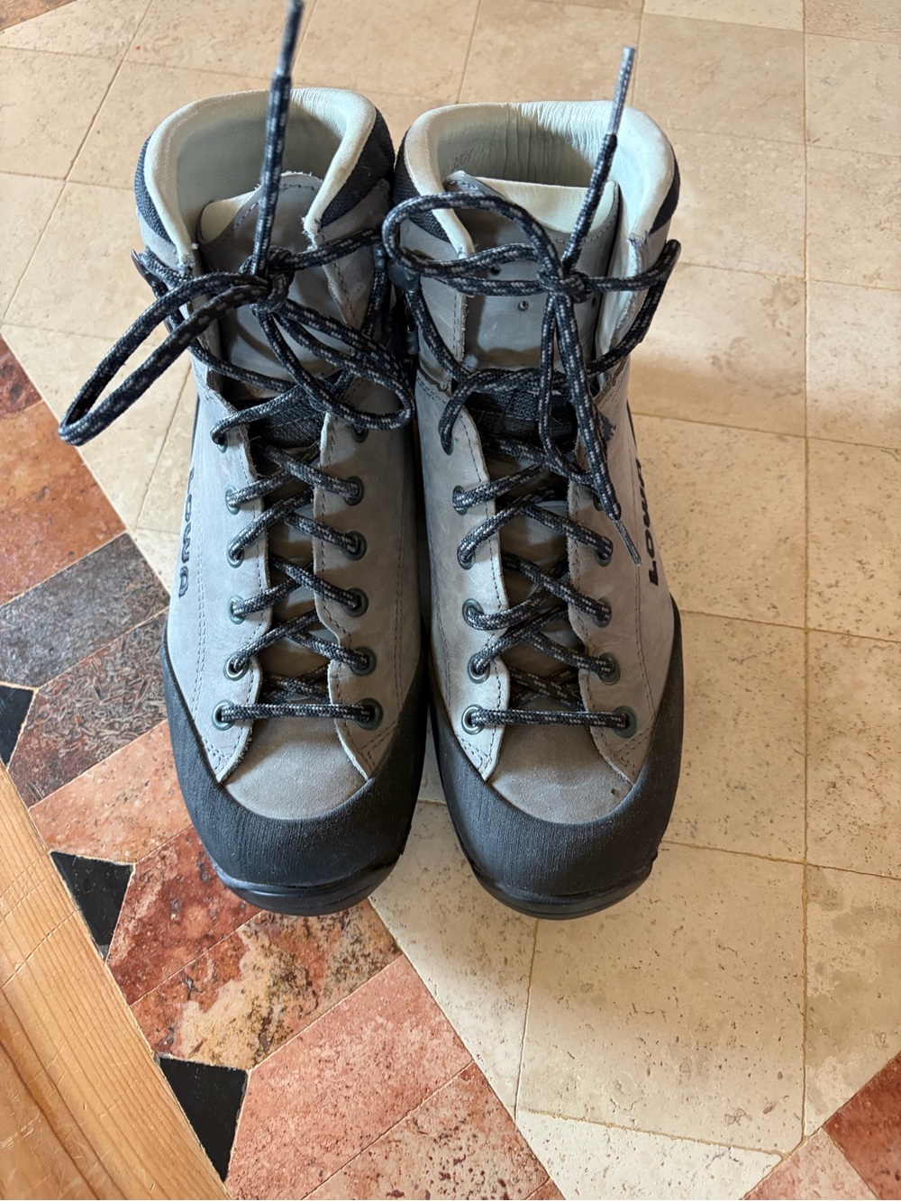 Lowa Gray and Black Women's Combat/Moto Boots